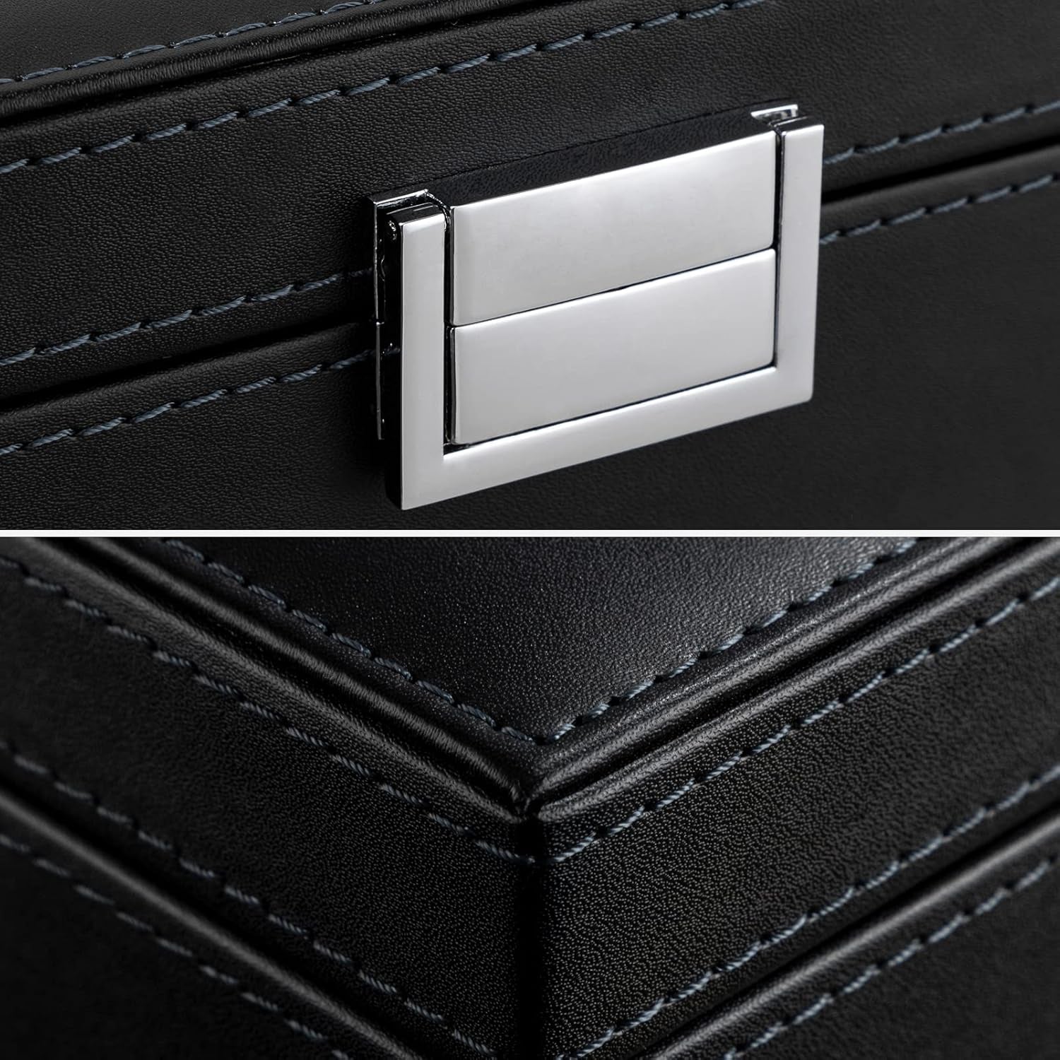 Elegant Black Leather Jewelry Organizer 