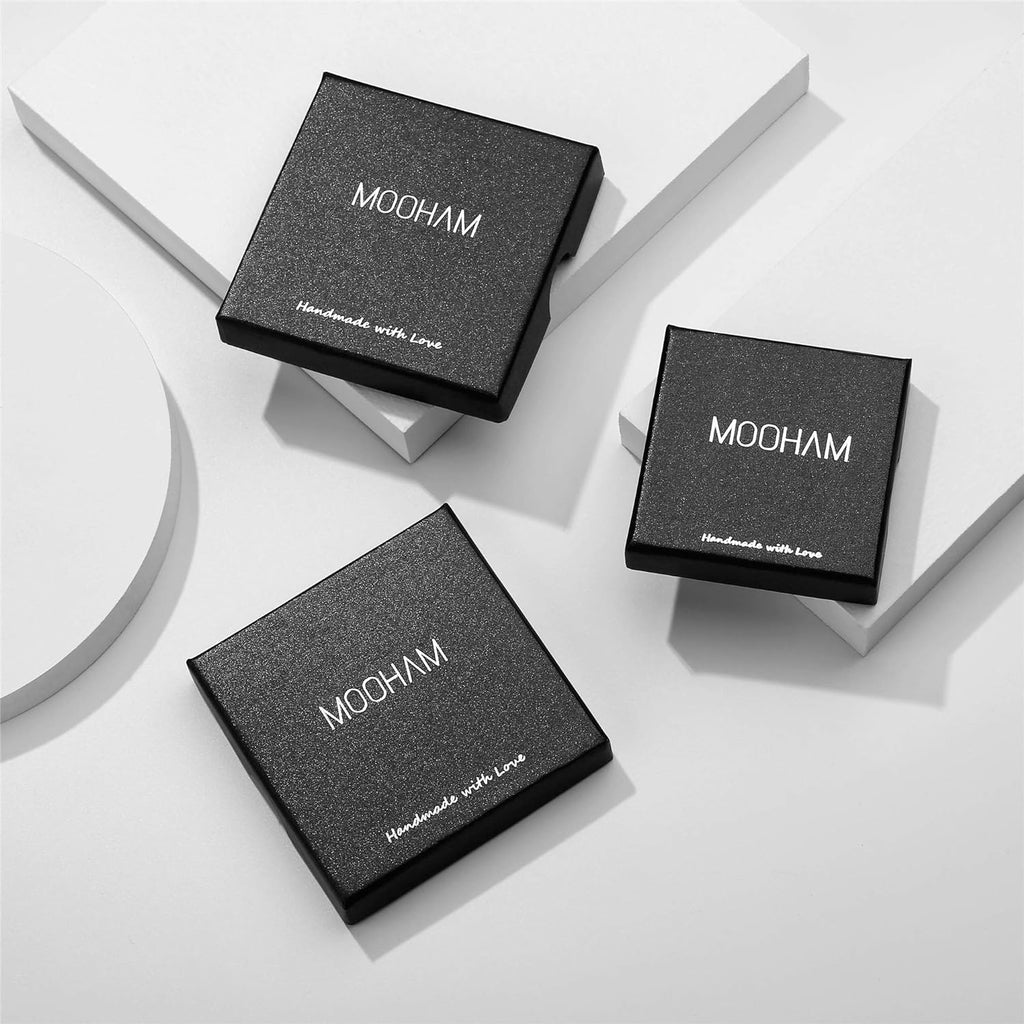 MOOHAM 14K Gold Plated Layered Initial Necklace with Paperclip Chain for Women