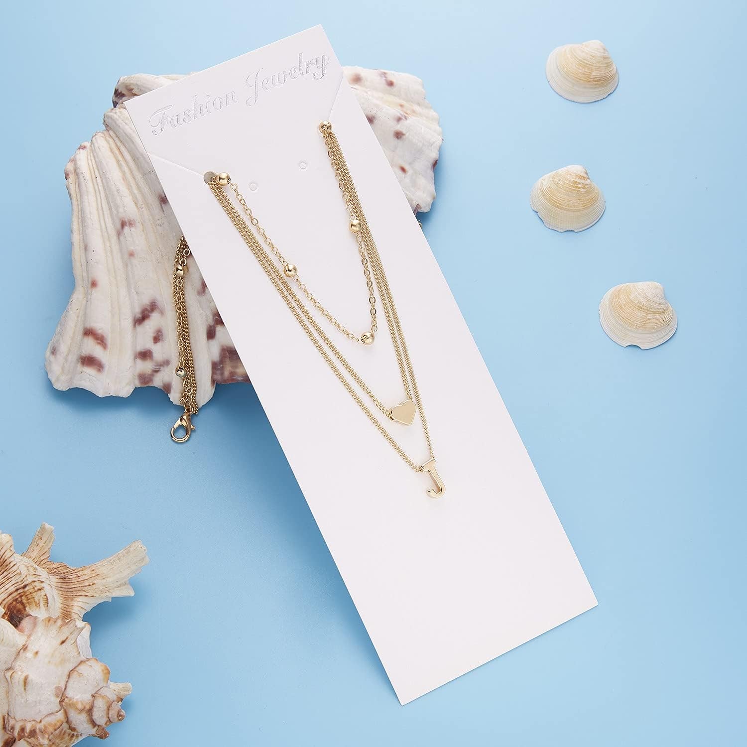 Elegant Gold Layered Initial Necklace for Women with Heart Bead Pendant 